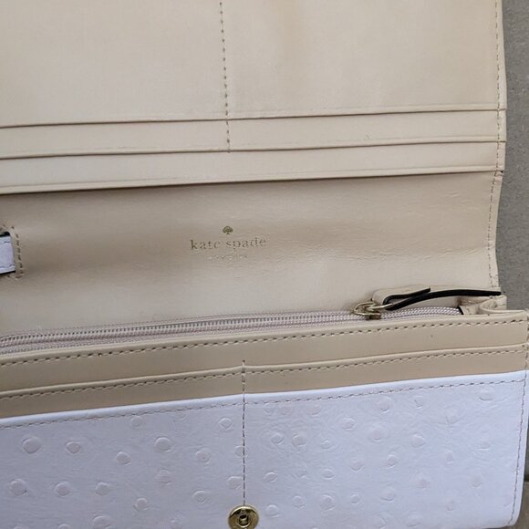 Kate Spade New York Leather Bow Wallet Wristlet Clutch Cream Retractable Strap . - Picture 8 of 11